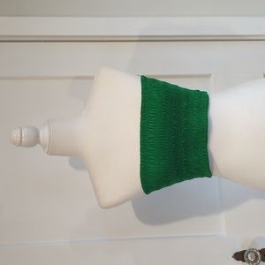 Mikoh emerald green elastic smocked crop top 